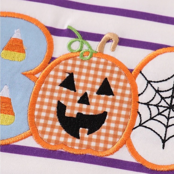 Striped Halloween Applique Romper - Picture 2 of 5